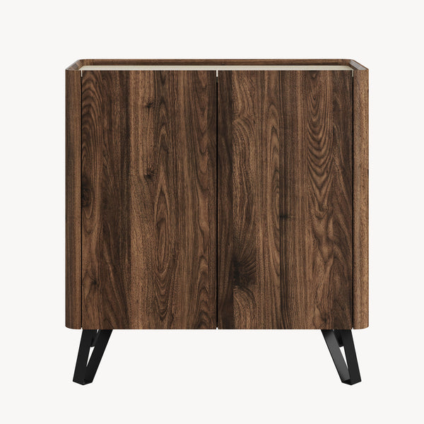 Commode Trorlon 83 x 80 x 40 cm effet noyer / travertin [en.casa]