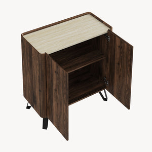 Commode Trorlon 83 x 80 x 40 cm effet noyer / travertin [en.casa]