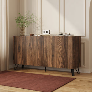 Buffet Trorlon 160x40x83 cm aspect noyer/travertin [en.casa]