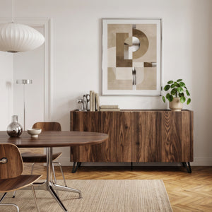 Buffet Trorlon 160 x 40 x 83 cm effet noyer travertin noir [en.casa]