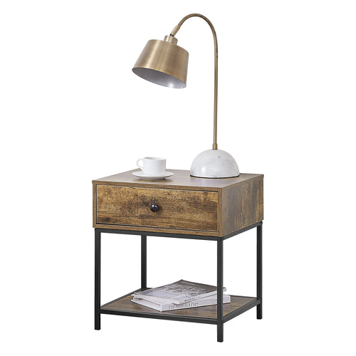 Table Basse Bjuv avec Tiroir et Étagère 49 x 45 x 39 cm Effet Bois Foncé Noir [en.casa]