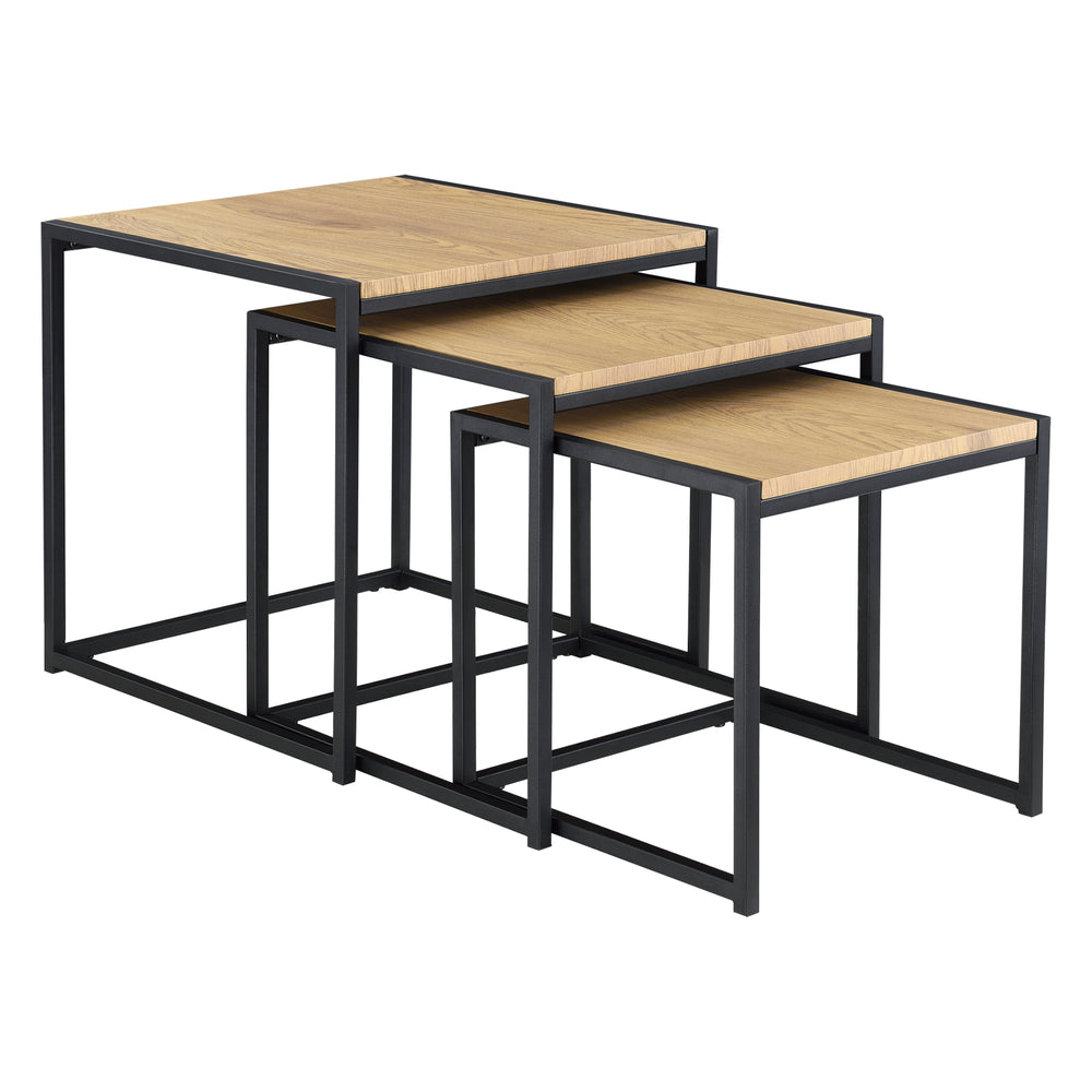 Table d'appoint Ringsaker lot de 3 aspect chêne en.casa