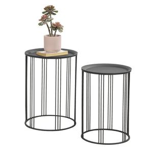 Set de 2 Tables Gigognes Morristown Métal Noir Plusieurs Tailles [en.casa]