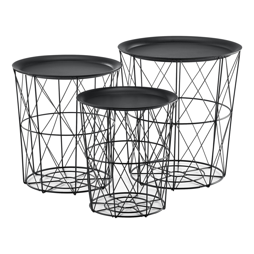 Lot de 3 tables d’appoint paniers en métal Worcester en.casa - premiumXL