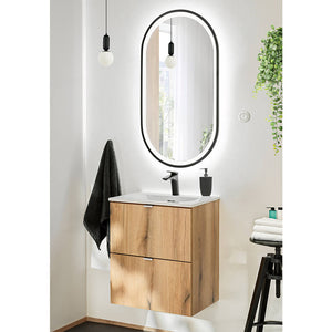 Waschtisch Skelbolu 50x57x39 cm LED - Spiegel Eicheoptik [en.casa] - premiumXL