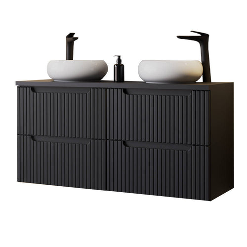 Meuble double vasque Newport 121 x 72 x 40 cm noir [en.casa]
