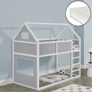 Lit mezzanine enfant Quedlinburg 90x200 cm avec matelas en mousse froide Bois [en.casa]