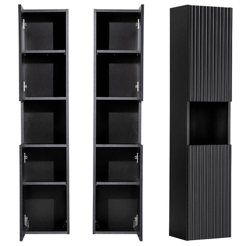 Colonne de salle de bain Newport avec 2 portes 140 x 30 x 25 cm noir [en.casa]