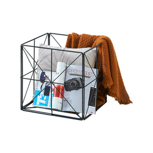 Panier à journaux Temse 40x40x40cm Métal Noir [en.casa]