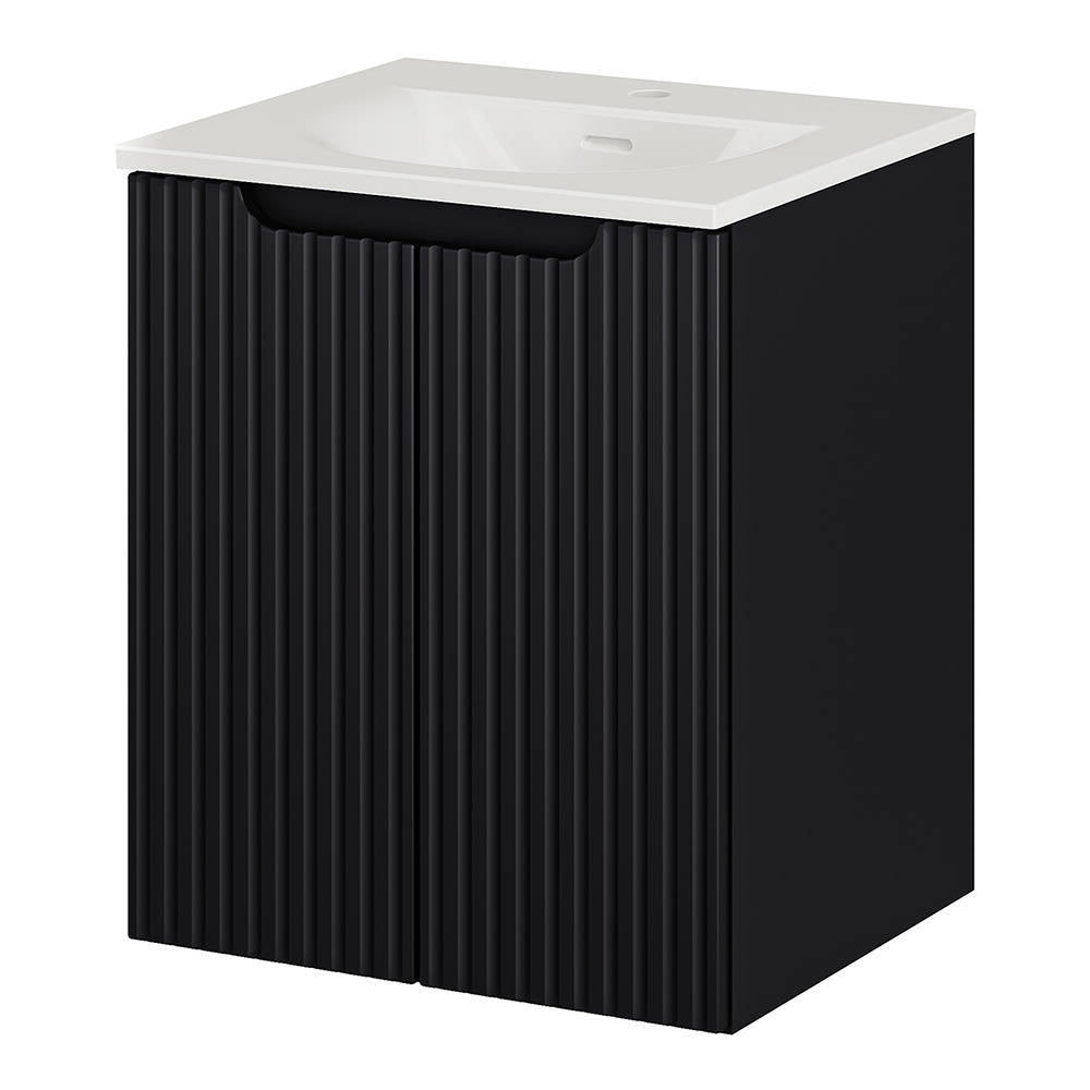 Meuble sous-vasque NEWPORT avec lavabo noir rainuré [en.casa]