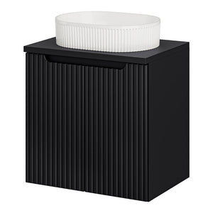 Meuble sous-vasque noir rainuré NEWPORT avec lavabo [en.casa] 