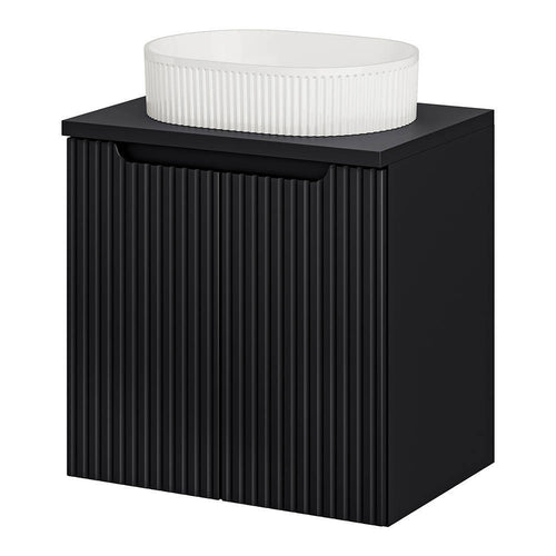 Meuble sous-vasque noir rainuré NEWPORT avec lavabo [en.casa] 