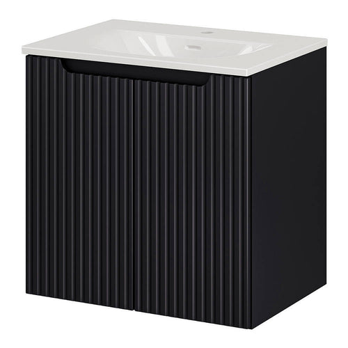 Meuble sous-vasque NEWPORT avec lavabo noir rainuré [en.casa]