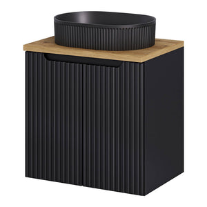 Meuble sous-vasque noir rainuré NEWPORT avec lavabo [en.casa] 