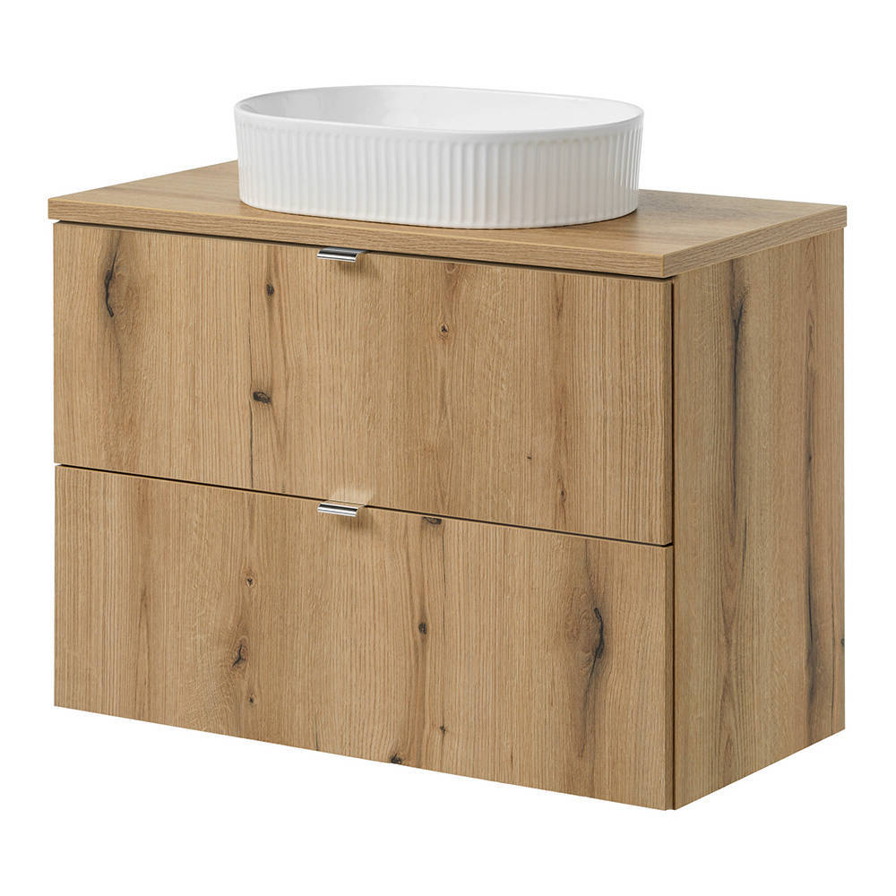 Meuble sous lavabo avec lavabo Newport 80 x 71 x 40 cm aspect chêne [en.casa]