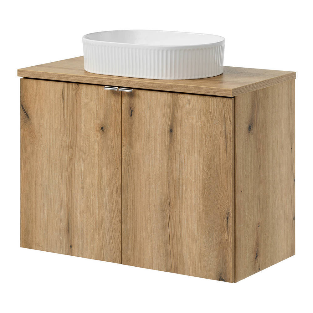 Meuble sous lavabo avec vasque NEWPORT 80 x 71 x 40 cm avec portes aspect chêne [en.casa]