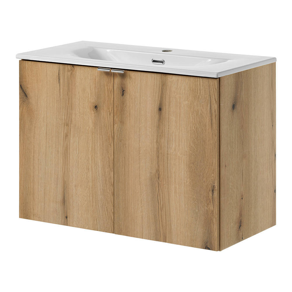 Meuble sous-vasque NEWPORT avec lavabo effet chêne [en.casa]