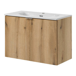 Meuble sous-vasque NEWPORT avec lavabo effet chêne [en.casa]