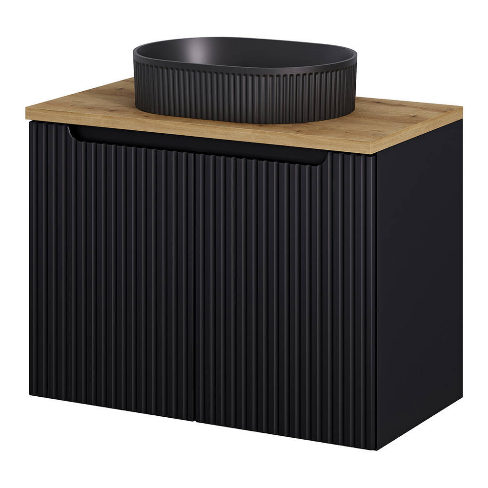 Meuble-lavabo Skelbolu avec portes rainurées [en.casa]